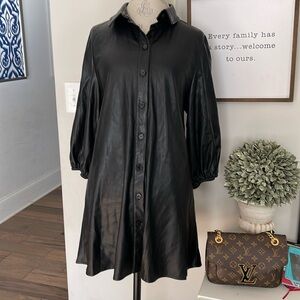 Dolce Cabo Faux Leather Puff Sleeved Dress